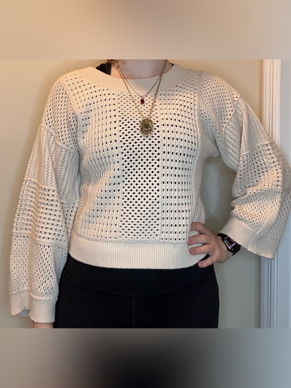 Anthropologie Open-Knit Cream Women's Sweater